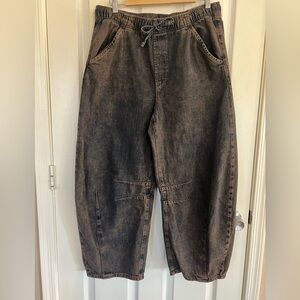 Gap Acid Wash Denim Pants Women’s M Elastic Waist Drawstring Balloon Leg